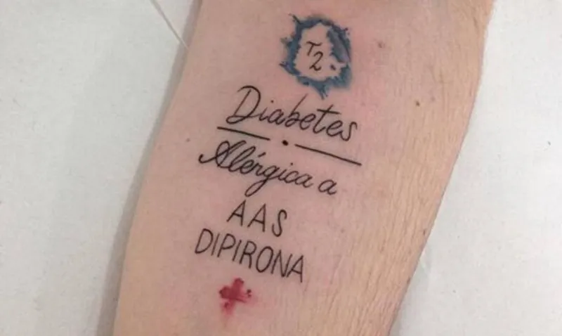 Serão doadas tatuagens de segurança para pacientes com doenças crônicas como diabetes e hipertensão ou alergia a alguma medicação