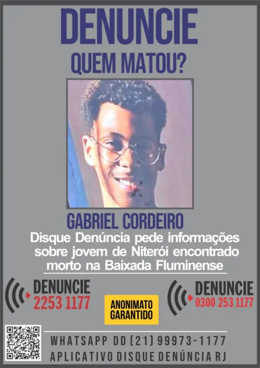 Gabriel Cordeiro, de 20 anos, era morador da Vila Ipiranga, em Niterói