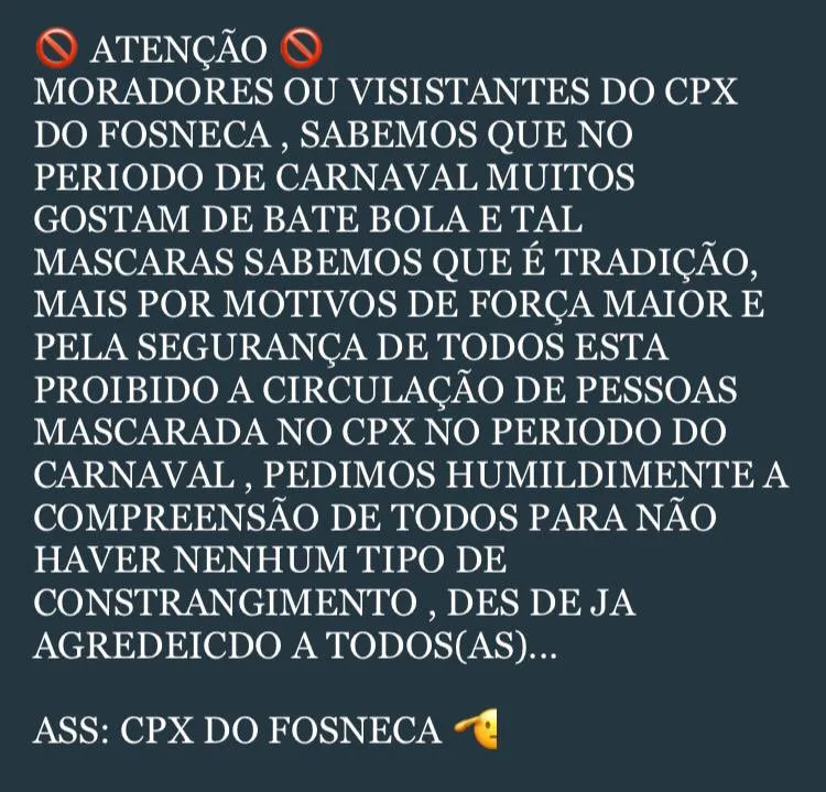 Texto está circulando nas redes socais