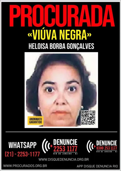 O disque denúncia divulgou, neste domingo (13), um novo cartaz de "procurado" em prol da localização e prisão da Viúva Negra