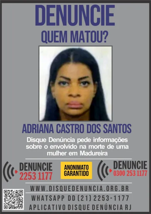 Adriana Castro dos Santos, de 42 anos, foi morta com um tiro na cabeça, na noite da última sexta-feira (29)