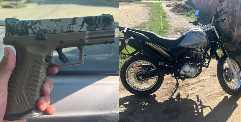 Uma moto roubada foi recuperada com dupla