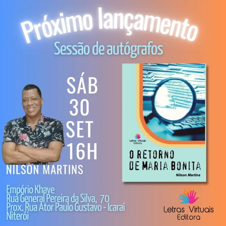 O evento de lançamento, que será organizado pela Editora Letras Virtuais