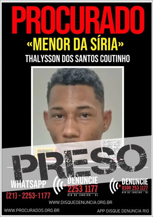 Conhecido na comunidade como "Menor da Síria", Thalysson cumpria pena por tráfico de drogas e resistência à prisão