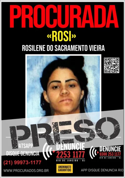 Com base em informações do Disque Denúncia, "Rosi" foi presa pela Polícia Militar