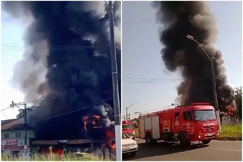 Incêndio de grandes proporções chamou atenção dos motoristas