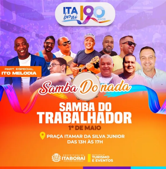 Em celebração do Dia do Trabalhador, a programação contará com o grupo 'Samba do Nada' e participação especial do intérprete de samba-enredo, Ito Melodia