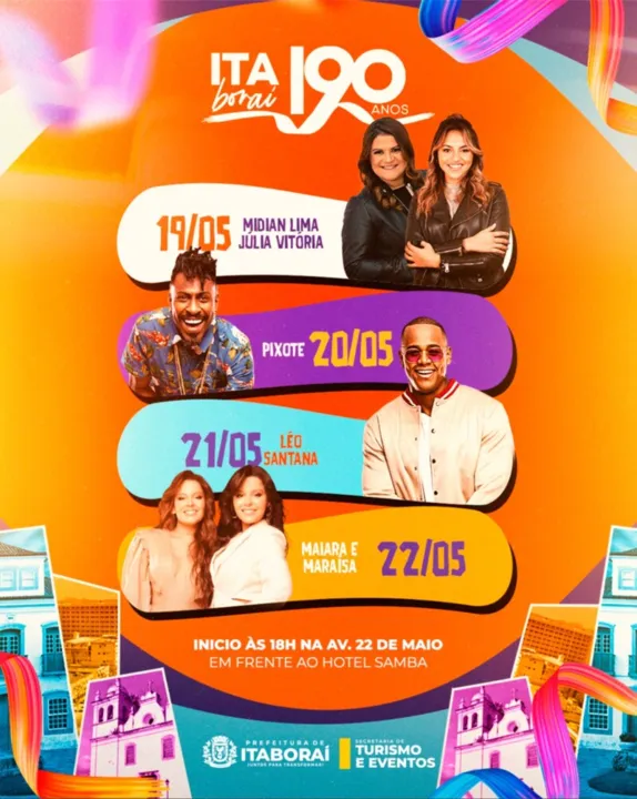 Entre os dias 19 e 22 de maio, a cidade receberá grandes nomes da música nacional
