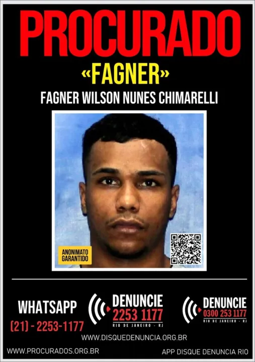 A justiça do Rio decretou a detenção preventiva de Fagner Wilson Nunes Chamarelli, de 26 anos