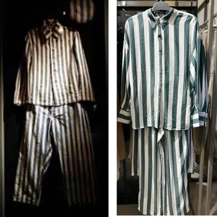 Na imagem a esquerda está o uniforme em exposição no Museu de Auschwitz