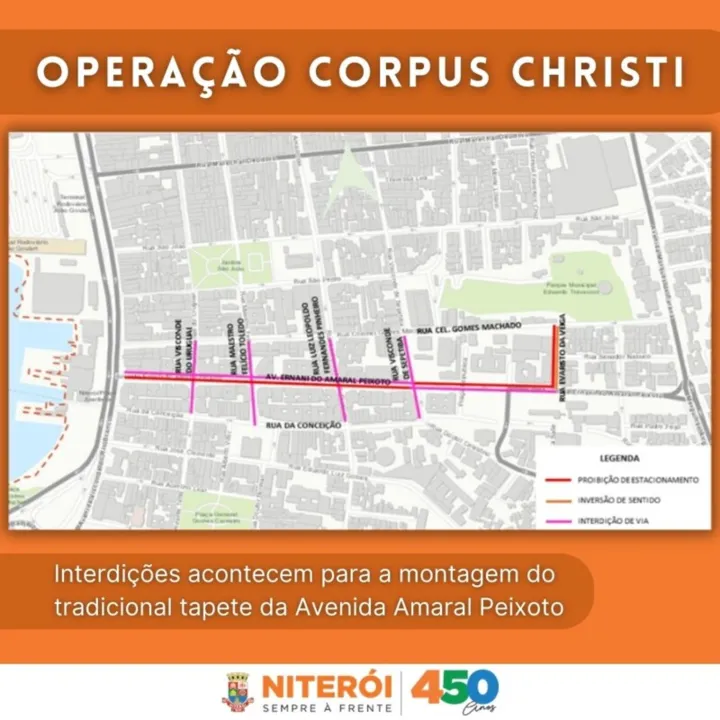 A operação acontece entre quarta (07) e quinta-feira (08) e contará com a interdição no trânsito de veículos e proibição de estacionamento na Avenida Amaral Peixoto