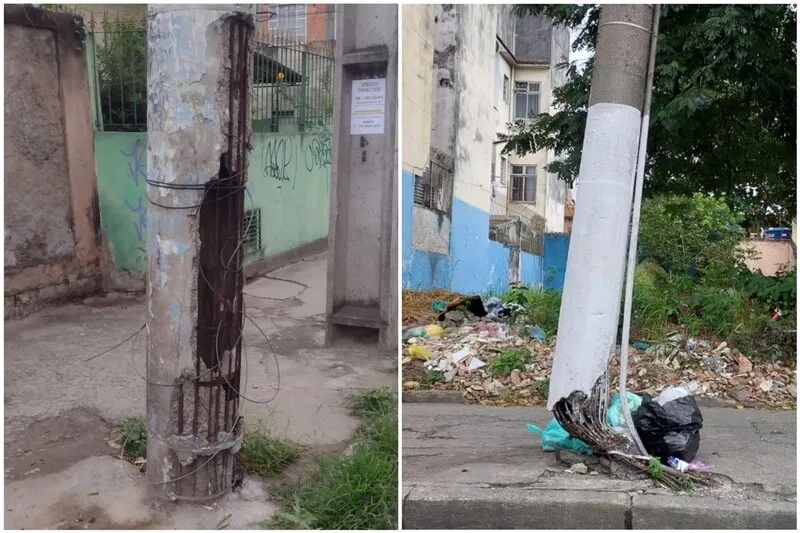 Poste localizado no Porto da Pedra à esquerda; poste do Fonseca à direita