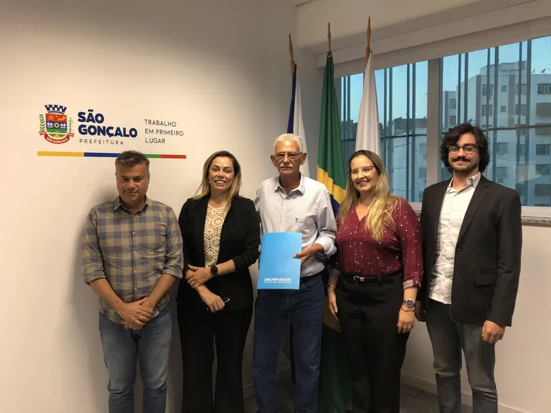 Equipe do ONU-Habitat se reuniu com a Prefeitura de São Gonçalo para a assinatura do acordo, que terá duração de 20 meses