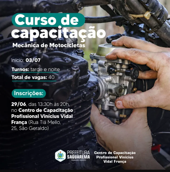 As inscrições deverão ser feitas de forma presencial, das 13:30h às 20h, na secretaria do Centro de Capacitação