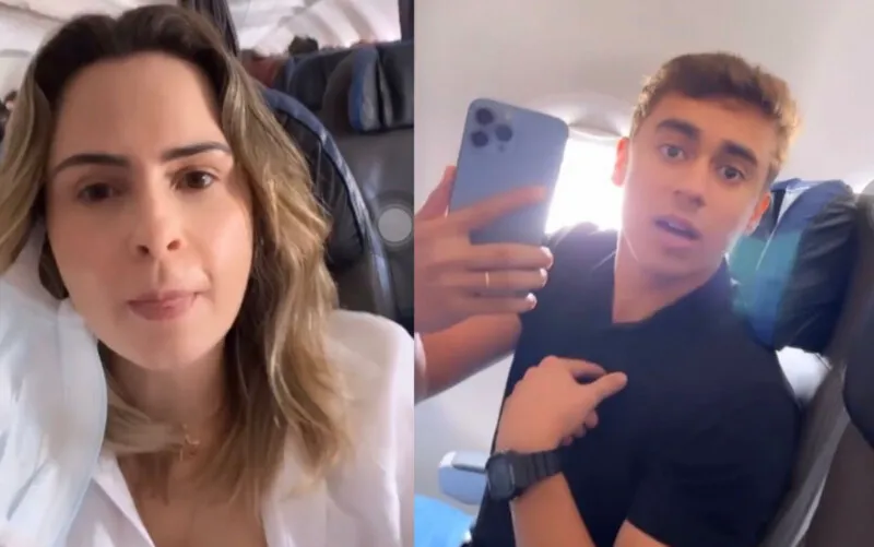 A ex-BBB Ana Paula Renault e Nikolas Ferreira, Deputado Federal pelo PL, discutem durante vôo