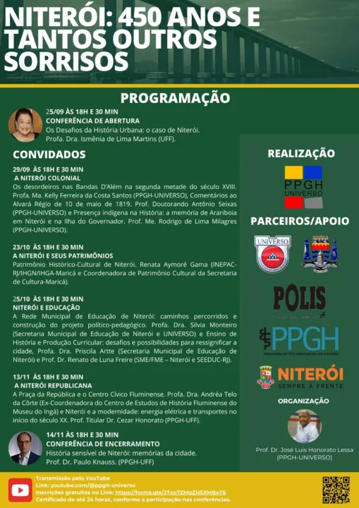 Palestras serão transmitidas pelo canal do YouTube do programa de pós-graduação