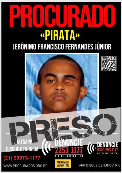 Jerônimo, o "Pirata", tentou fugir dos policiais, mas acabou colidindo com um poste