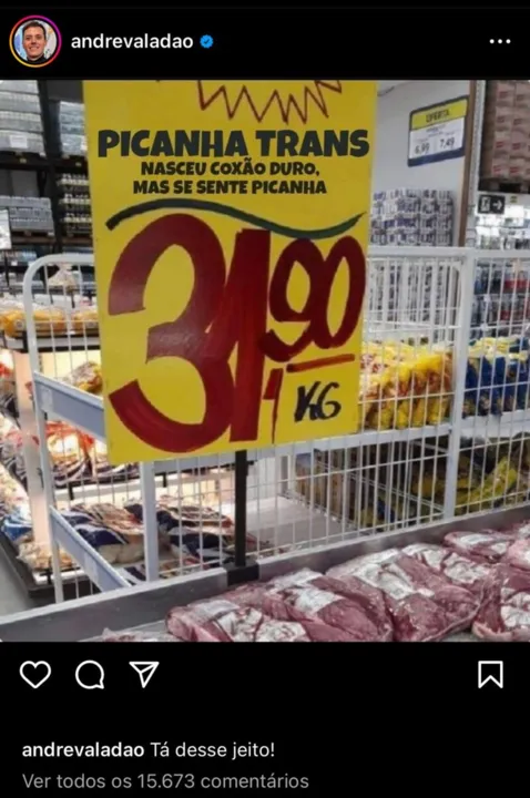 Publicação feita pelo pastor gerou críticas