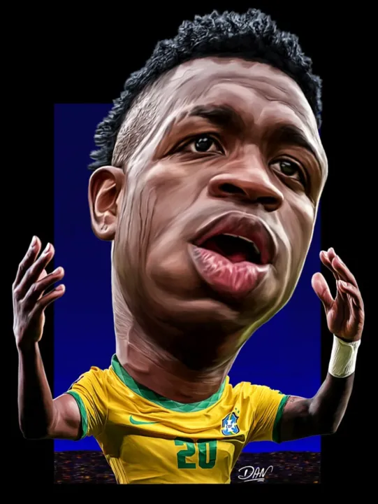 Caricatura do jogador Vinicius Junior, nascido no município