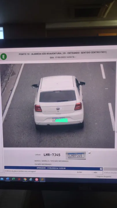 A placa foi registrada no sistema de Cercamento Eletrônico do Cisp