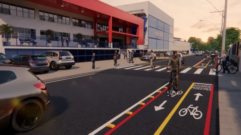 Serão 430m de ciclofaixa bidirecional segregada por tachões