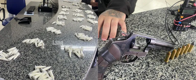 Drogas e uma pistola também foram apreendidas