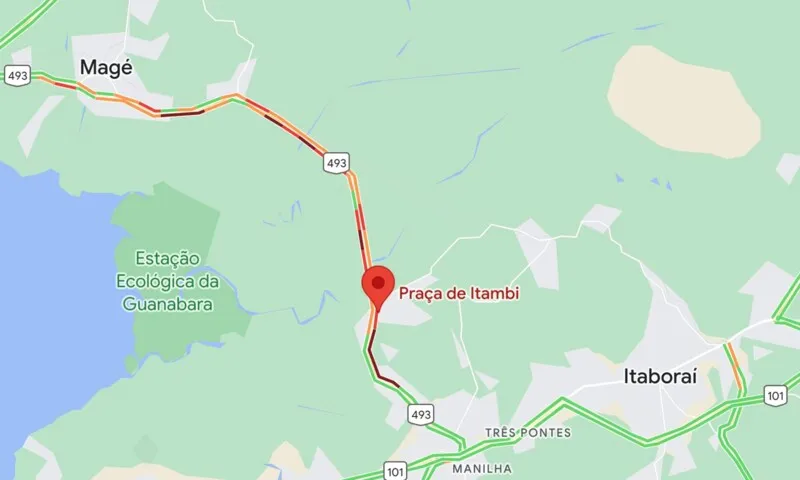 BR-493 apresenta extenso congestionamento