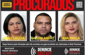Disque Denúncia pede informações sobre três suspeitos de praticar golpe da pirâmide com criptomoedas em Campos do Goytacazes, no Norte Fluminense