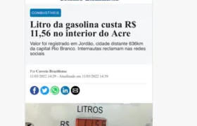 Eduardo Bolsonaro faz postagem criticando preço da gasolina no Acre com matéria de 2022