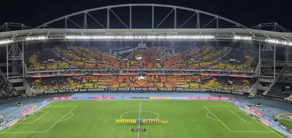 Mosaico realizado pela torcida do Botafogo em confronto contra o Palmeiras pela Libertadores