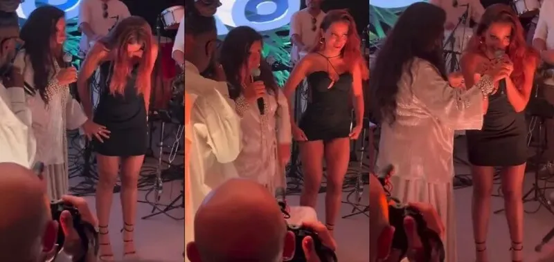 Anitta usava um vestido preto curto no evento