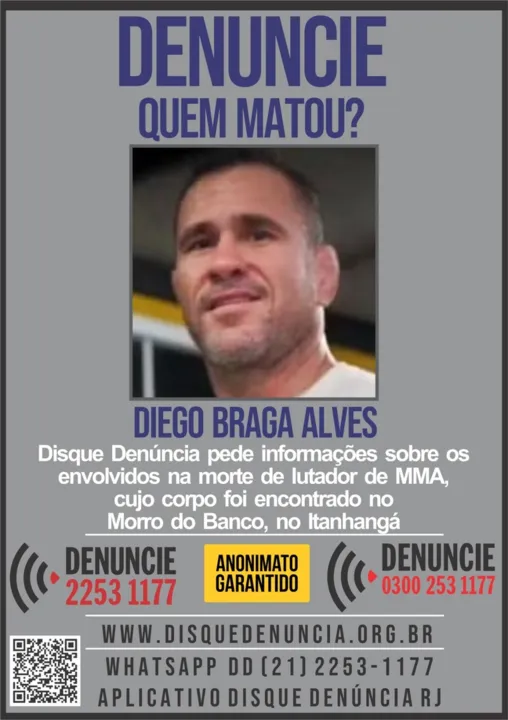 Polícia procura responsáveis por trás da morte do lutador Diego Braga Alves