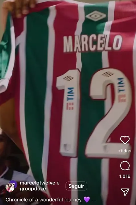 Vídeo divulgado por Marcelo nas redes sociais, após saída do Fluminense