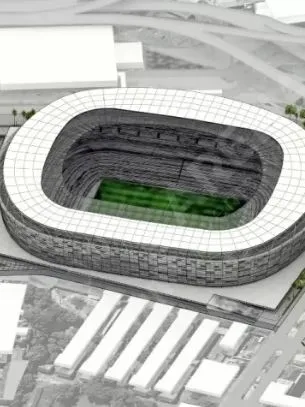 Projeto do novo estádio do Flamengo, que seria localizado no Gasômetro