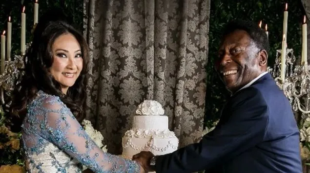 Márcia e Pelé, durante o casamento, em 2016