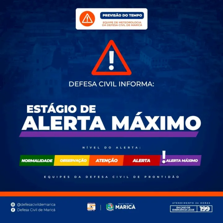 Fortes chuvas atingem o município desde a noite de sábado (13/01) devido ao deslocamento de uma área de baixa pressão atmosférica