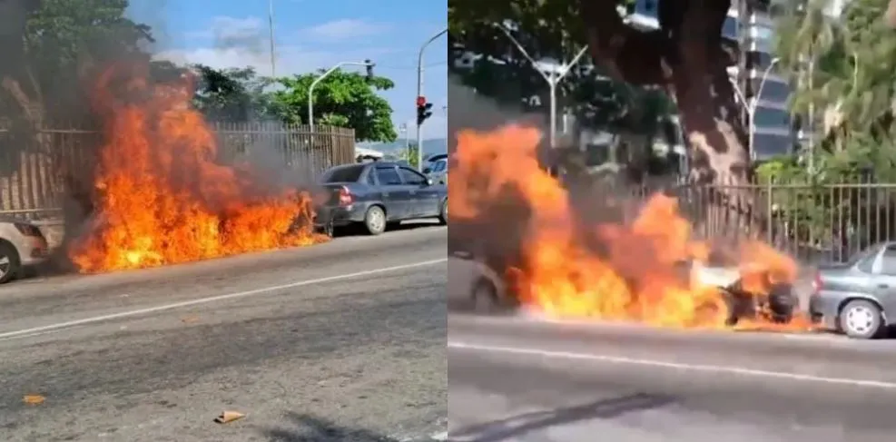 Suspeito pelo incêndio em carro na Praia de Icaraí foi detido pela Guarda Municipal