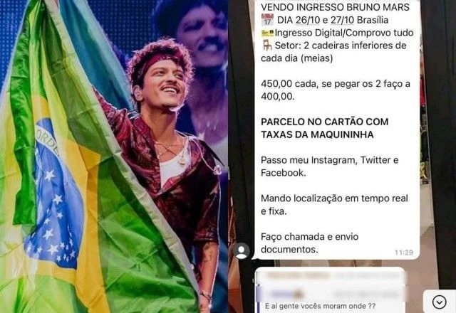 Suspeito de vender ingressos falsos de Bruno Mars é detido.