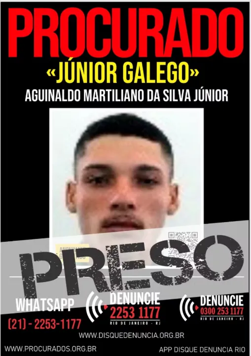 Júnior Galego, traficante da Paraíba, foi preso no Rio nesta terça (2)