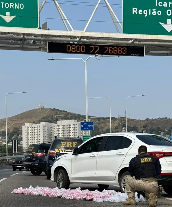 A apreensão de drogas aconteceu na Ponte Rio-Niterói