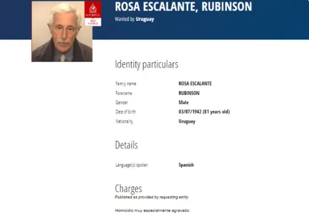 Rubinson Rosa Escalante estava na lista vermelha da Interpol