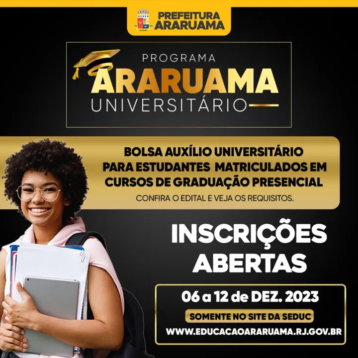 O Programa visa a concessão de bolsas auxílio universitário a estudantes matriculados em cursos de graduação presenciais