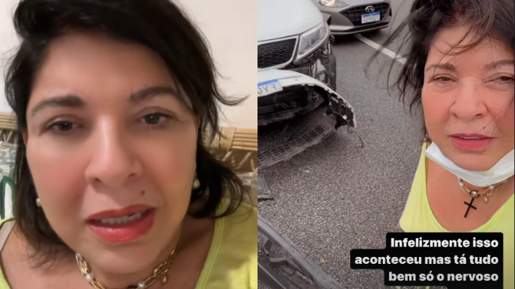 Roberta Miranda publicou um vídeo momentos após um veículo ter atingido a traseira de seu carro