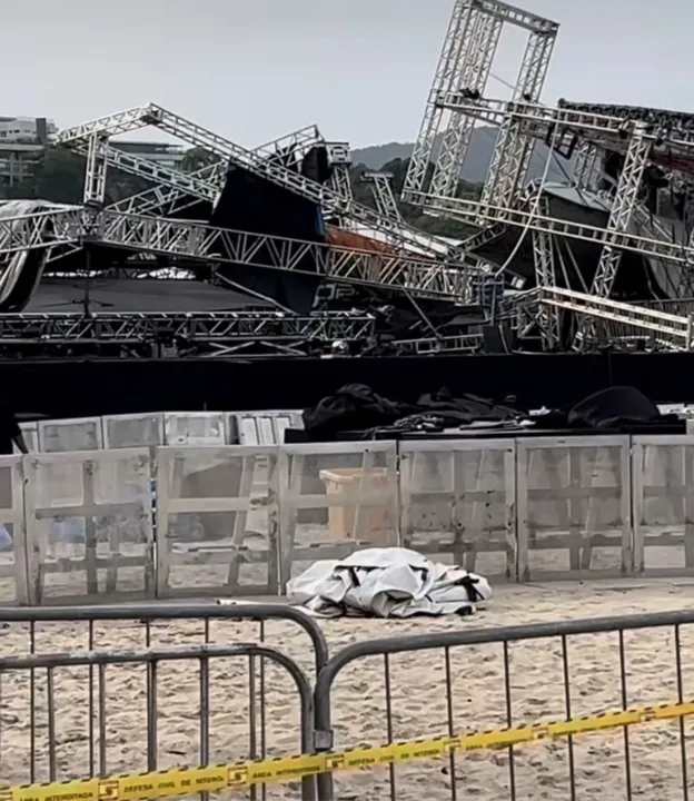 Estrutura do palco na Praia de Icaraí cedeu e shows tiveram que ser adiados