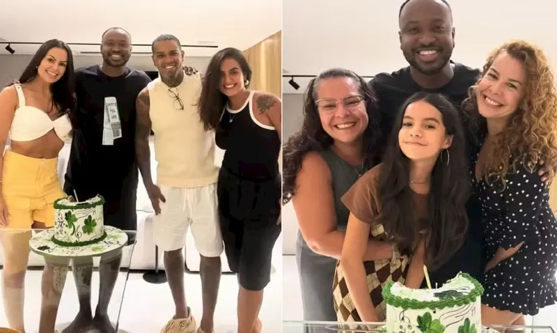 Thiaguinho celebra aniversário com amigo Rodriguinho e ex, Fernanda Souza