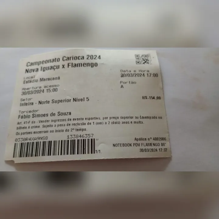 O torcedor só conseguiu retirar seu ingresso às 17:37