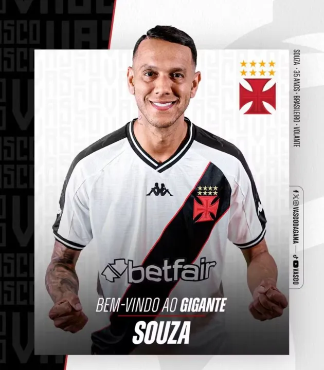 Vasco anuncia a contratação de Souza