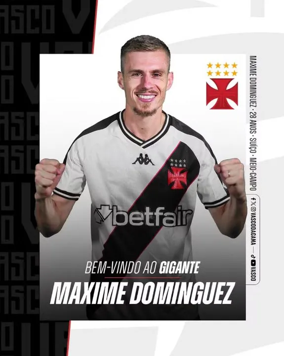 Maxime Dominguez é anunciado como novo reforço do Vasco