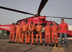 Primeira equipe de pronta resposta com nove agentes do Corpo de Bombeiros Militar do Estado do Rio de Janeiro