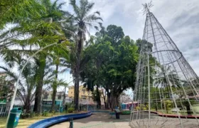 Praça Zé Garoto inaugura árvore de Natal com a chegada do Papai Noel